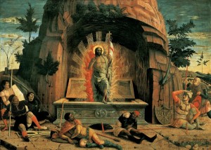 Chrystus wychodzący z grobu na obrazie Andrei Mantegni z lat 1457-59.